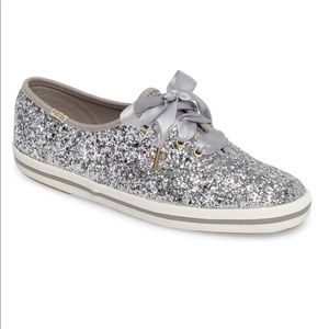 Kate Spade x Keds silver sparkle sneakers